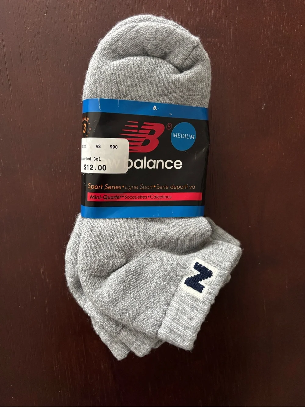 NEW BALANCE MINI-QUARTER SOCKS GREY 3 PAIRS BRAND NEW